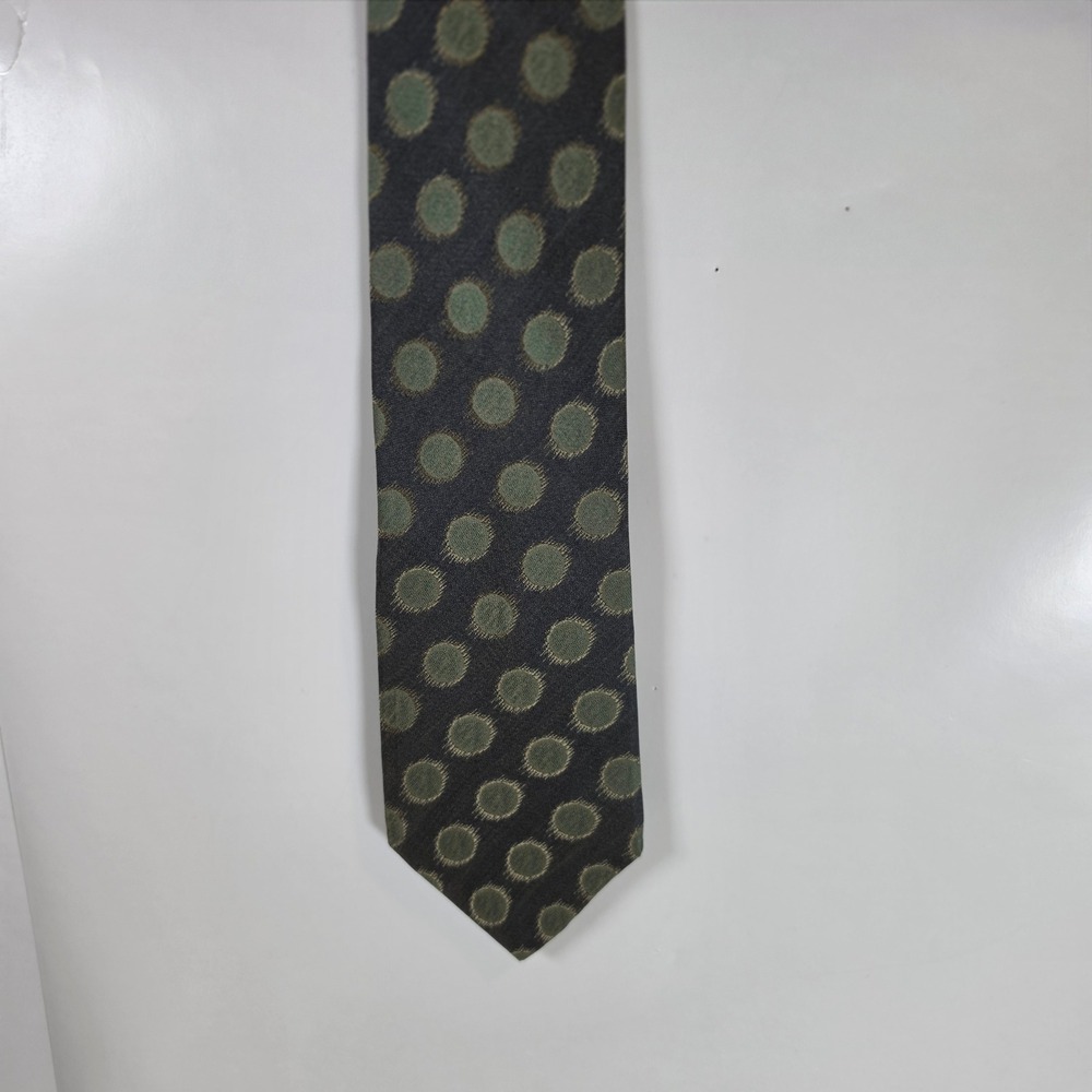 Dunhill London Silk Tie Green Polka Dot Mens Necktie Made In‎ Italy Authentic